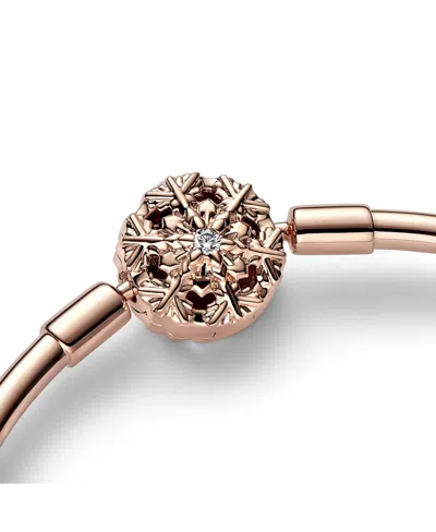 Pandora Rose Gold Plated Snowflake Clasp Bangle Bracelet In Gold