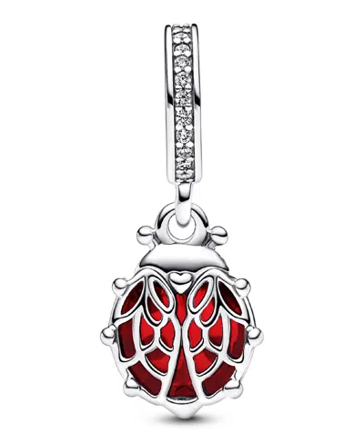 Pandora Mixed Stone Red Ladybird Dangle Charm In Metallic