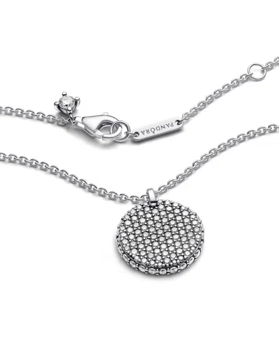 Pandora Sterling Silver Round Disc Collier Necklace In Metallic