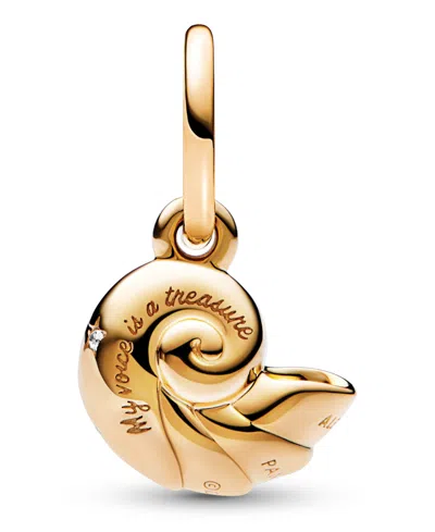 Pandora Cubic Zirconia Disney The Little Mermaid Enchanted Shell Dangle Charm In Gold