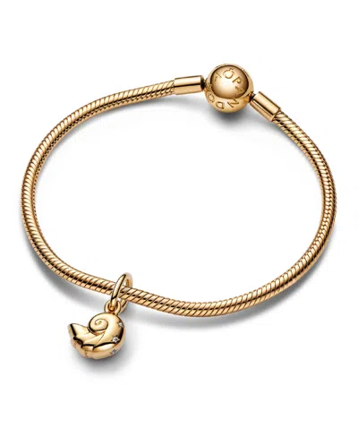 Pandora Cubic Zirconia Disney The Little Mermaid Enchanted Shell Dangle Charm In Gold