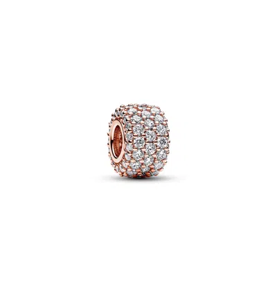 Pandora Cubic Zirconia Pave Triple-row Charm In Gold