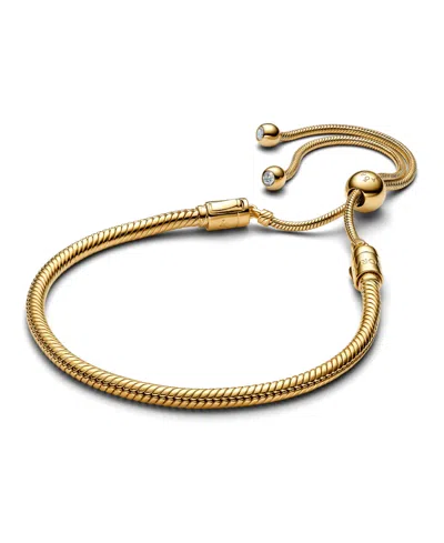 Pandora Disney Mickey Mouse Clasp Moments Snake Chain Bracelet In Gold