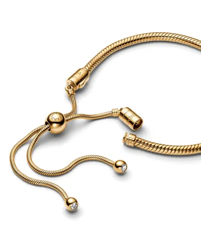 Pandora Disney Mickey Mouse Clasp Moments Snake Chain Bracelet In Gold