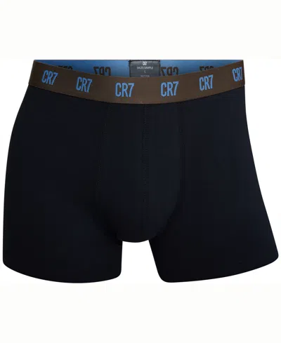 Cr7 Men's Cotton Blend Trunks, Pack Of 3 In Blue