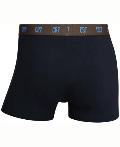 Cr7 Men's Cotton Blend Trunks, Pack Of 3 In Blue