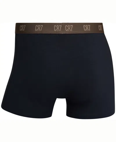 Cr7 Men's Cotton Blend Trunks, Pack Of 3 In Blue