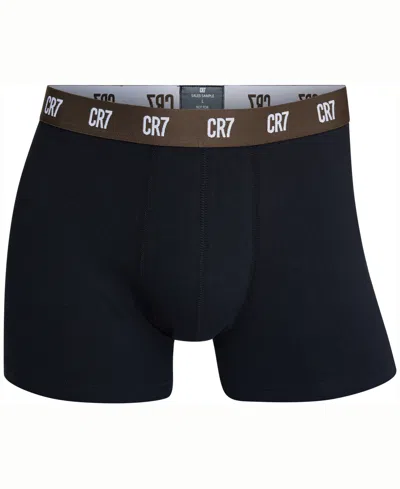 Cr7 Men's Cotton Blend Trunks, Pack Of 3 In Blue