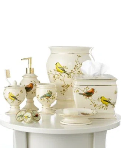Avanti Gilded Birds Gold Accent Ceramic Bath Accessories In White