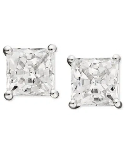 Arabella Cubic Zirconia Princess Stud Earrings Collection In 14k White Gold In White