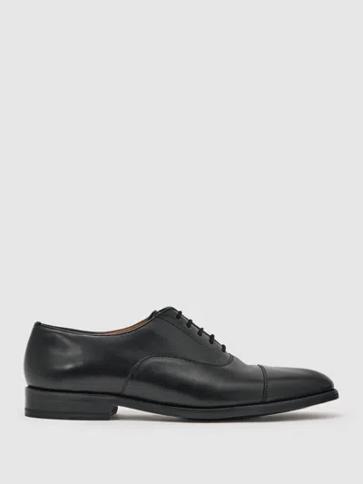 Reiss Black Leather Lace-up Oxford Shoes In Black