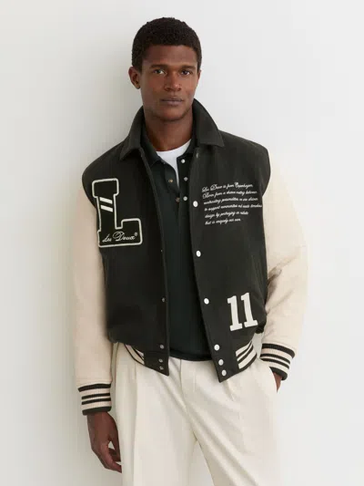 Les Deux Duffel Bag Varsity Wool Jacket In Black