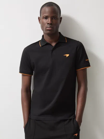 Reiss Mclaren Black Crypto Uniform Mclaren F1 Team Mercerised Cotton Polo Shirt In Black