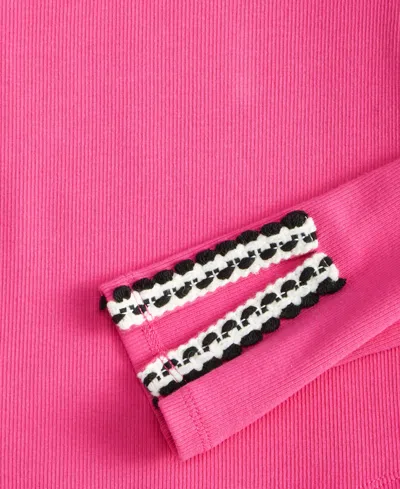 H By Habitual Big Girls Crochet-trim Rib-knit Top In Pink