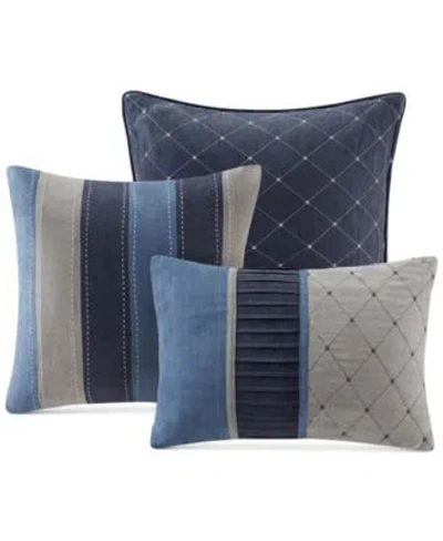 Madison Park Collins Faux Suede 7 Pc. Comforter Sets In Blue