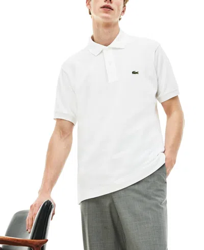 Lacoste Short Sleeve Pima Jersey Interlock Regular Fit Polo Shirt In White
