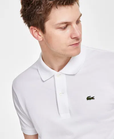 Lacoste Short Sleeve Pima Jersey Interlock Regular Fit Polo Shirt In White