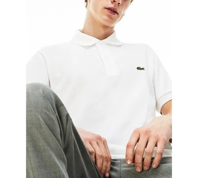 Lacoste Short Sleeve Pima Jersey Interlock Regular Fit Polo Shirt In White
