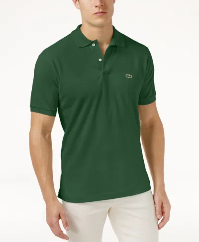 Lacoste Stretch Pique Short-sleeve Slim Fit Polo Shirt In Green