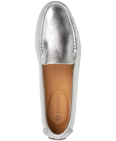 Sperry Women's Port Driver Round Toe Flats In Silver