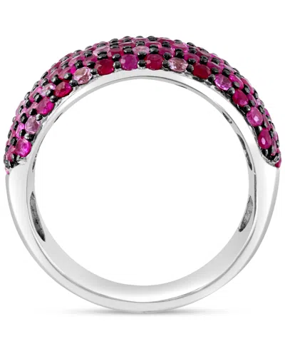 Effy Collection Effy Ruby (1-5/8 Ct. T.w.) & Pink Sapphire (1-1/2 Ct. T.w.) Ombre Wide Width Ring In Sterling Silver In Purple