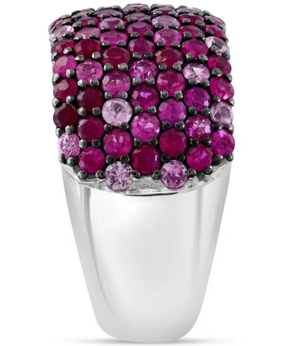 Effy Collection Effy Ruby (1-5/8 Ct. T.w.) & Pink Sapphire (1-1/2 Ct. T.w.) Ombre Wide Width Ring In Sterling Silver In Purple