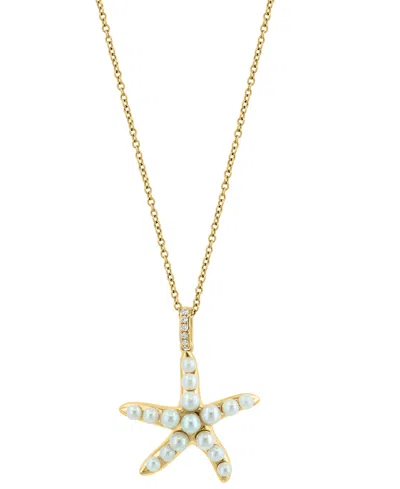 Effy Collection Effy Freshwater Pearl (2-3mm) Starfish 18" Pendant Necklace In 14k Gold In Gold