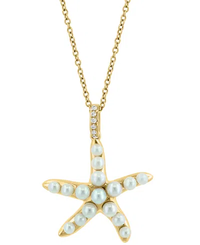Effy Collection Effy Freshwater Pearl (2-3mm) Starfish 18" Pendant Necklace In 14k Gold In Gold