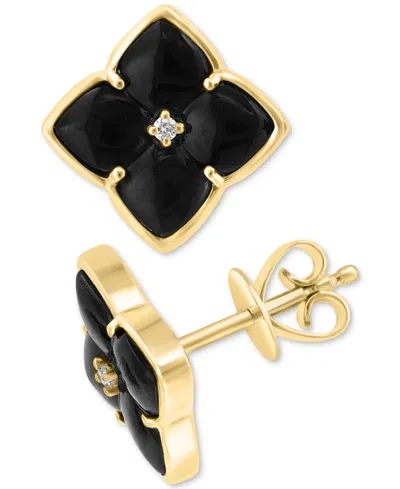 Effy Collection Effy Onyx & Diamond Accent Fancy Stud Earrings In 14k Gold In Gold