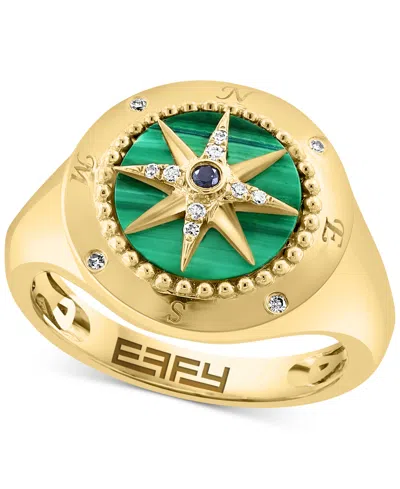 Effy Collection Effy Malachite & Diamond (1/20 Ct. T.w.) North Star Ring In 14k Gold In Gold