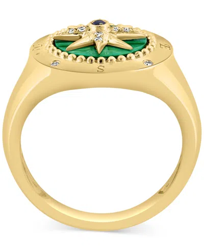 Effy Collection Effy Malachite & Diamond (1/20 Ct. T.w.) North Star Ring In 14k Gold In Gold