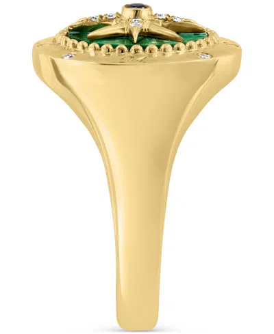 Effy Collection Effy Malachite & Diamond (1/20 Ct. T.w.) North Star Ring In 14k Gold In Gold