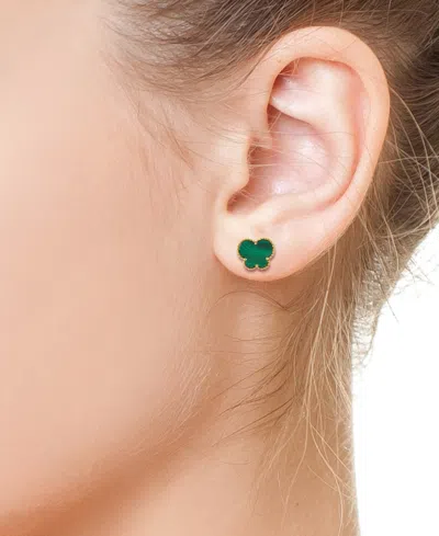 Effy Collection Effy Malachite Butterfly Silhouette Stud Earrings In 14k Gold In Green