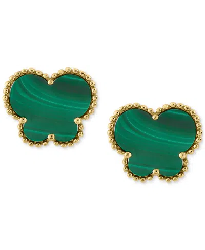 Effy Collection Effy Malachite Butterfly Silhouette Stud Earrings In 14k Gold In Green