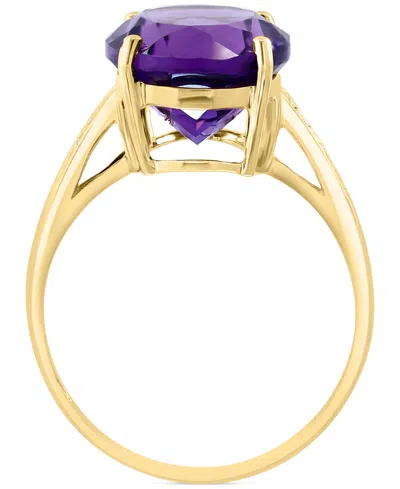 Effy Collection Effy Amethyst (4-1/6 Ct. T.w.) & Diamond (1/20 Ct. T.w.) Oval Ring In 14k Gold In Gold