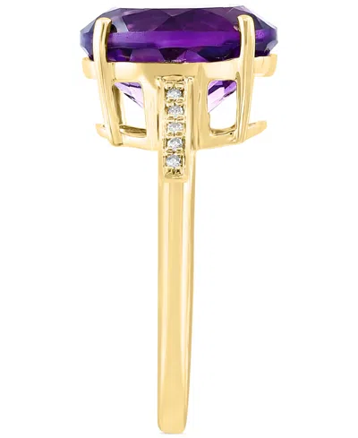 Effy Collection Effy Amethyst (4-1/6 Ct. T.w.) & Diamond (1/20 Ct. T.w.) Oval Ring In 14k Gold In Gold