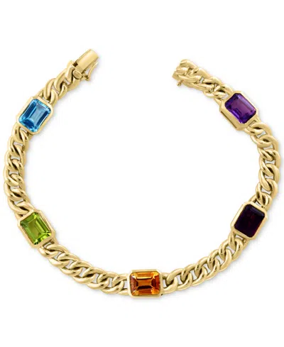 Effy Collection Effy Multi-gemstone Cuban Link Statement Bracelet (9-1/10 Ct. T.w.) In Gold-