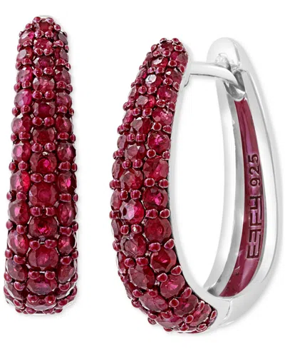 Effy Collection Effy Ruby Oval Small Huggie Hoop Earrings (2 Ct. T.w ...