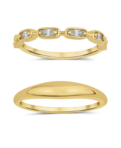 And Now This Cubic Zirconia 18k Gold Plated Duo Stack Ring Set, 2 Pieces In Gold