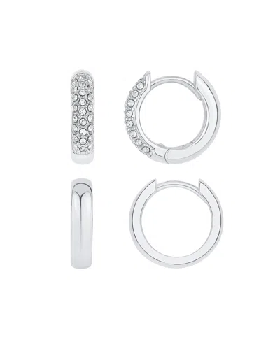 And Now This Crystal Duo Set Hoop Earrings In Metallic