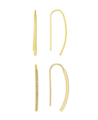 And Now This Crystal Curved Bar Earring Set In Gold