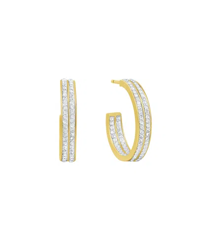 And Now This Double Row Crystal Hoop Earring In Gold