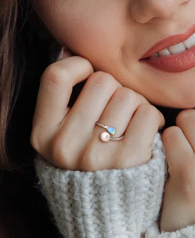 Macy's Cultured Freshwater Pearl & Garnet Ring (1/2 Ct. T.w.) In 18k Gold-plated Sterling Silver In Multi