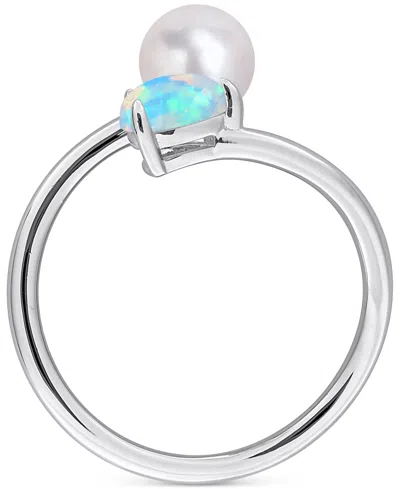 Macy's Cultured Freshwater Pearl & Garnet Ring (1/2 Ct. T.w.) In 18k Gold-plated Sterling Silver In Multi