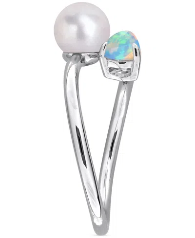 Macy's Cultured Freshwater Pearl & Garnet Ring (1/2 Ct. T.w.) In 18k Gold-plated Sterling Silver In Multi