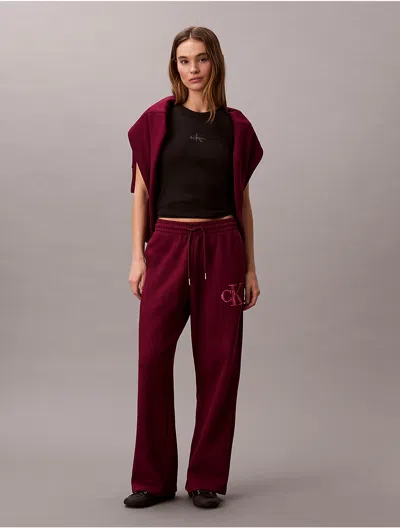Calvin Klein Jeans Est.1978 Calvin Klein Women's Fleece Sequin Monogram Sweatpants In Brown