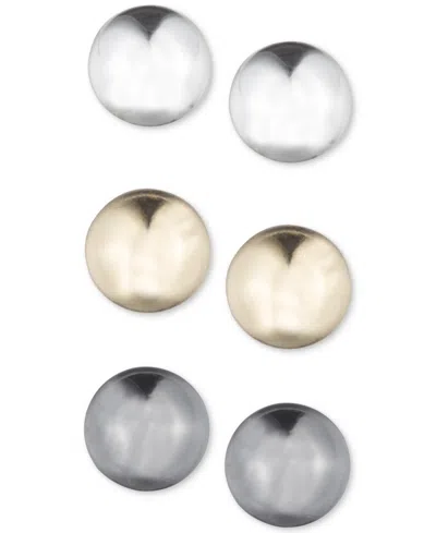 Nine West 3-pc. Set Tri-tone Stud Earrings In Metallic