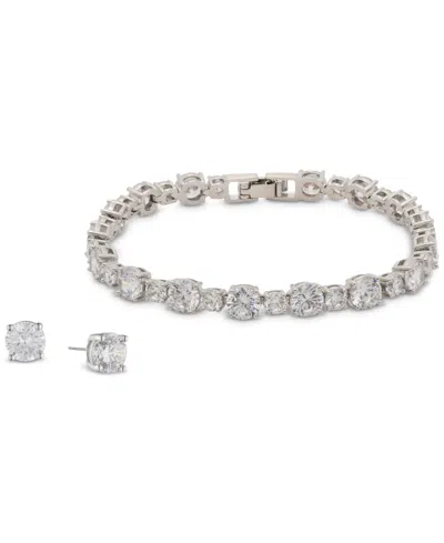 Givenchy Cubic Zirconia Tennis Bracelet & Stud Earrings Set In Gray