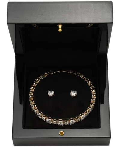 Givenchy Cubic Zirconia Tennis Bracelet & Stud Earrings Set In Gold