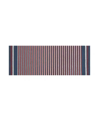 Nautica Polyvinyl Chloride Loop Utility Indoor Or Outdoor Striped Mat, 17.5" X 48" In Multi